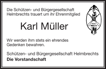 Traueranzeige von Karl Müller von Frankenpost