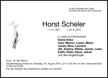 Traueranzeige von Horst Scheler von Neue Presse Coburg