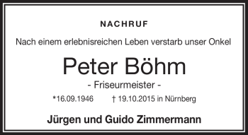 Traueranzeige von Peter Böhm von Frankenpost