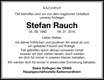 Traueranzeige von Stefan Rauch von Südthüringer Presse