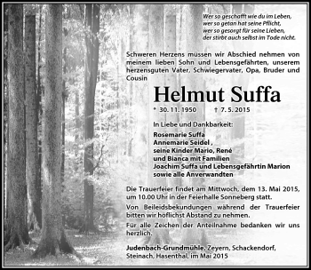 Traueranzeige von Helmut Suffa von Südthüringer Presse