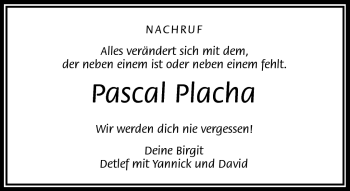 Traueranzeige von Pascal Placha von Frankenpost