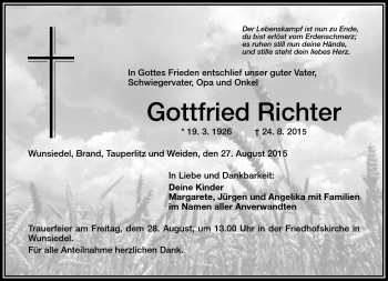 Traueranzeige von Gottfried Richter von Frankenpost