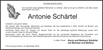 Traueranzeige von Antonie Schärtel von Neue Presse Coburg