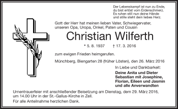 Traueranzeige von Christian Wilferth von Frankenpost