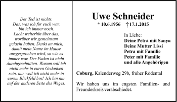 Traueranzeige von Uwe Schneider von Neue Presse Coburg