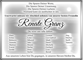 Traueranzeige von Renate Granz von Frankenpost