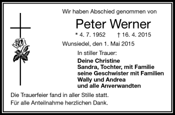 Traueranzeige von Peter Werner von Frankenpost