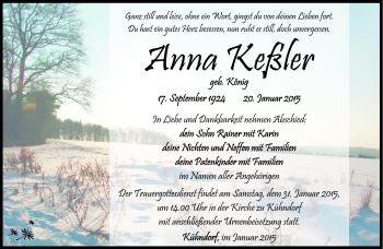Traueranzeige von Anna Keßler von Südthüringer Presse