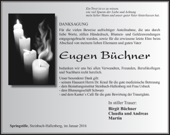 Traueranzeige von Eugen Büchner von Südthüringer Presse