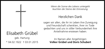 Traueranzeige von Grübel Elisabeth von Neue Presse Coburg