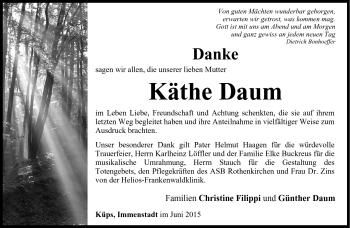 Traueranzeige von Käthe Daum von Neue Presse Coburg