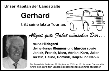 Traueranzeige von Gerhard Müller von Neue Presse Coburg