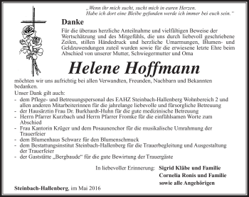 Traueranzeige von Helene Hoffmann von Südthüringer Presse