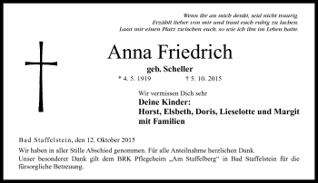 Traueranzeige von Anna Friedrich von Neue Presse Coburg