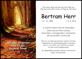 Traueranzeige von Bertram Herr von Neue Presse Coburg