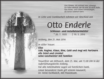 Traueranzeige von Otto Enderle von Frankenpost
