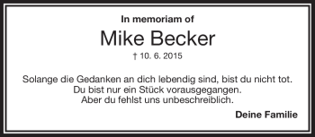 Traueranzeige von Mike Becker von Frankenpost