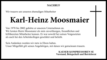 Traueranzeige von Karl-Heinz Moosmaier von Neue Presse Coburg