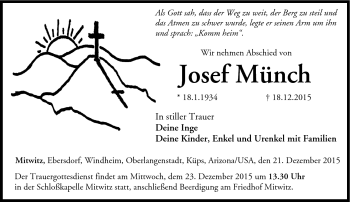 Traueranzeige von Josef Münch von Neue Presse Coburg