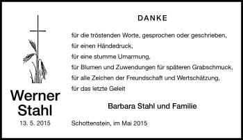 Traueranzeige von Werner Stahl von Neue Presse Coburg