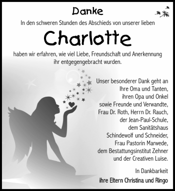Traueranzeige von Charlotte Strauch von Südthüringer Presse