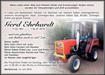 Traueranzeige von Gerd Ehrhradt von Südthüringer Presse