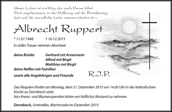 Traueranzeige von Albrecht Ruppert von Südthüringer Presse