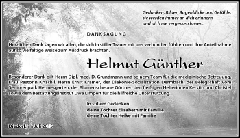 Traueranzeige von Helmut Günther von Südthüringer Presse
