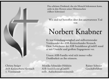 Traueranzeige von Norbert Knaber von Neue Presse Coburg