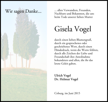 Traueranzeige von Gisela Vogel von Neue Presse Coburg