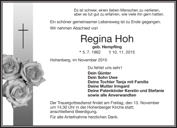 Traueranzeige von Regina Hoh von Frankenpost