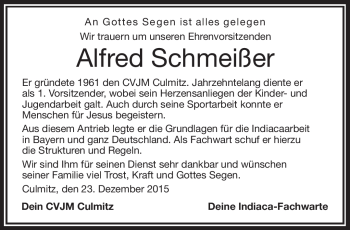 Traueranzeige von Alfred Schmeißer von Frankenpost
