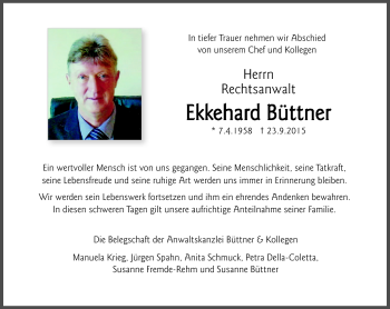 Traueranzeige von Ekkehard Büttner von Südthüringer Presse