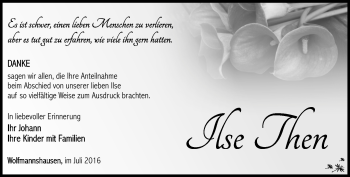 Traueranzeige von Ilse Then von Südthüringer Presse