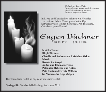 Traueranzeige von Eugen Büchner von Südthüringer Presse