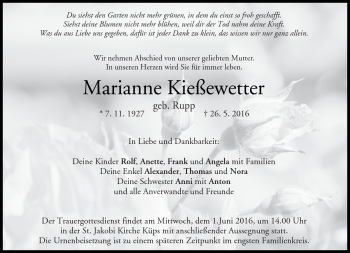 Traueranzeige von Marianne Kießewetter von Neue Presse Coburg