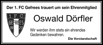 Traueranzeige von Oswald Dörfler von Frankenpost