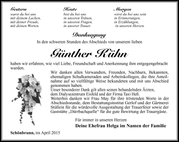 Traueranzeige von Günther Kühn von Südthüringer Presse