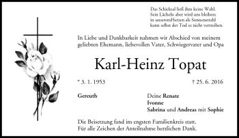 Traueranzeige von Karl-Heinz Topat von Neue Presse Coburg