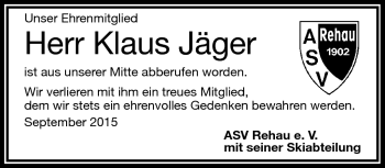 Traueranzeige von Klaus Jäger von Frankenpost
