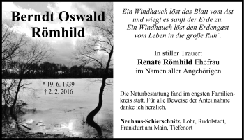 Traueranzeige von Berndt Oswald Römhild von Neue Presse Coburg
