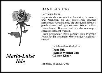 Traueranzeige von Maria-Luise Ihle von Südthüringer Presse