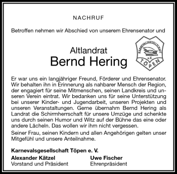 Traueranzeige von Bernd Hering von Frankenpost