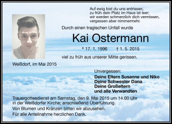 Traueranzeige von Kai Ostermann von Frankenpost