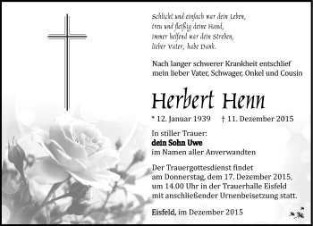 Traueranzeige von Herbert Henn von Südthüringer Presse