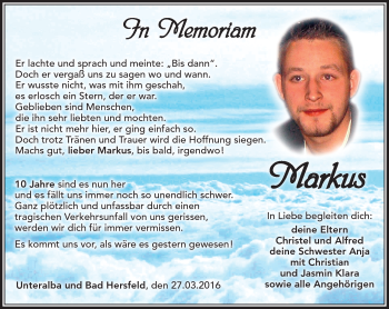 Traueranzeige von Markus Marschall von Südthüringer Presse
