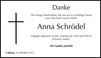 Traueranzeige von Anna Schrödel von Neue Presse Coburg