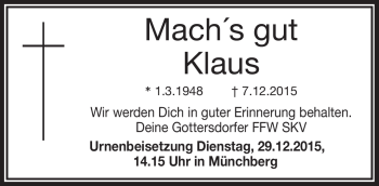 Traueranzeige von Klaus  von Frankenpost
