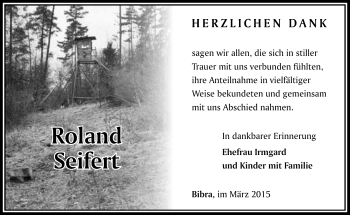 Traueranzeige von Roland Seifert von Südthüringer Presse